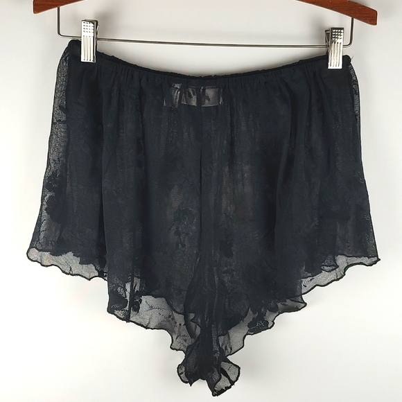 90s Victoria's Secret NWOT Black Lace Shorts Panties Sexy Loungewear Size Medium - Picture 5 of 6